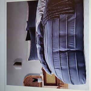 Oli Anderson King size gray duvet cover 3pc set pleated zipper close 104x90" New